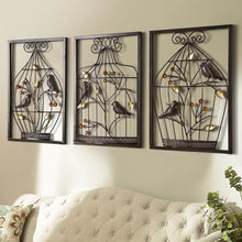 Load image into Gallery viewer, Bird flower Iron cage wall decoration