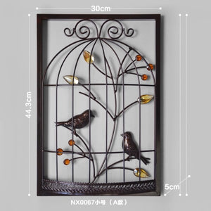 Bird flower Iron cage wall decoration